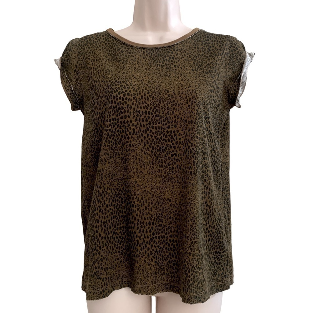 we The Free Printed Clare Tee Brown Leopard Small Free People - Picture 3 of 13